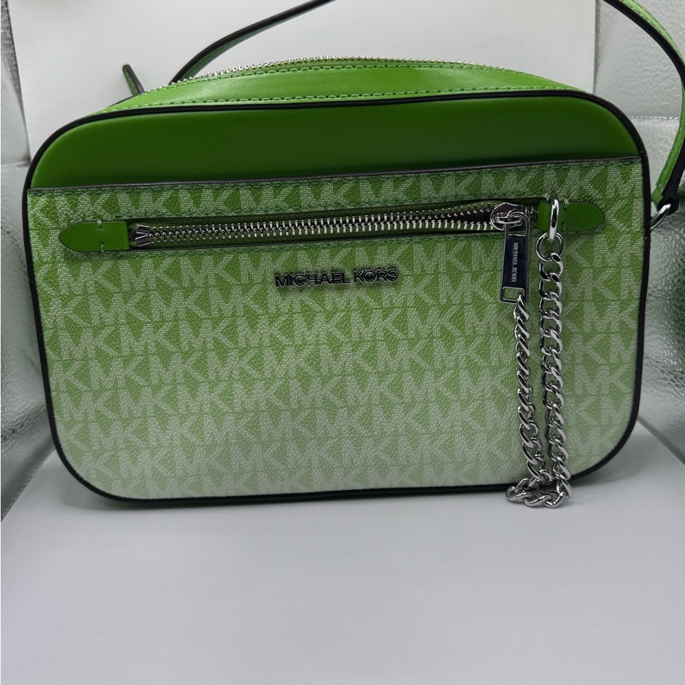 Michael Kors Lime Green MK Logo Crossbody Bag